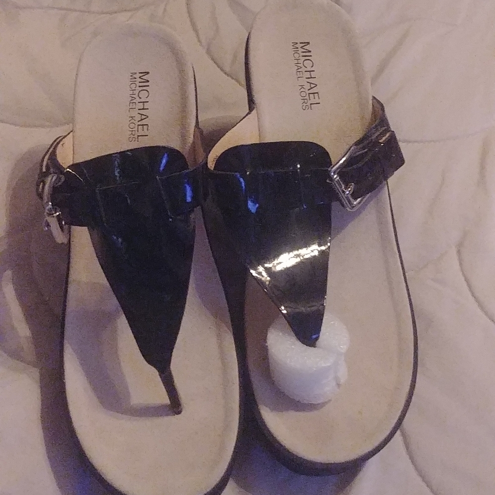 Michael Kors Black Patten Leather Sandal